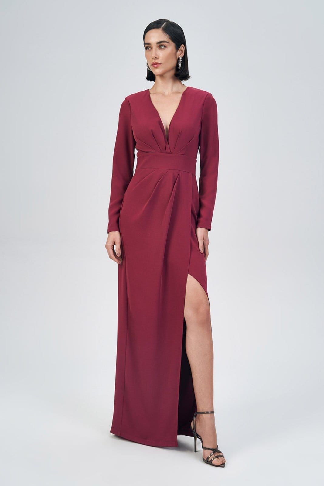 Vista principal Vestido Longo Fenda Lateral Feminino Acostamento ACT FEMININO preto