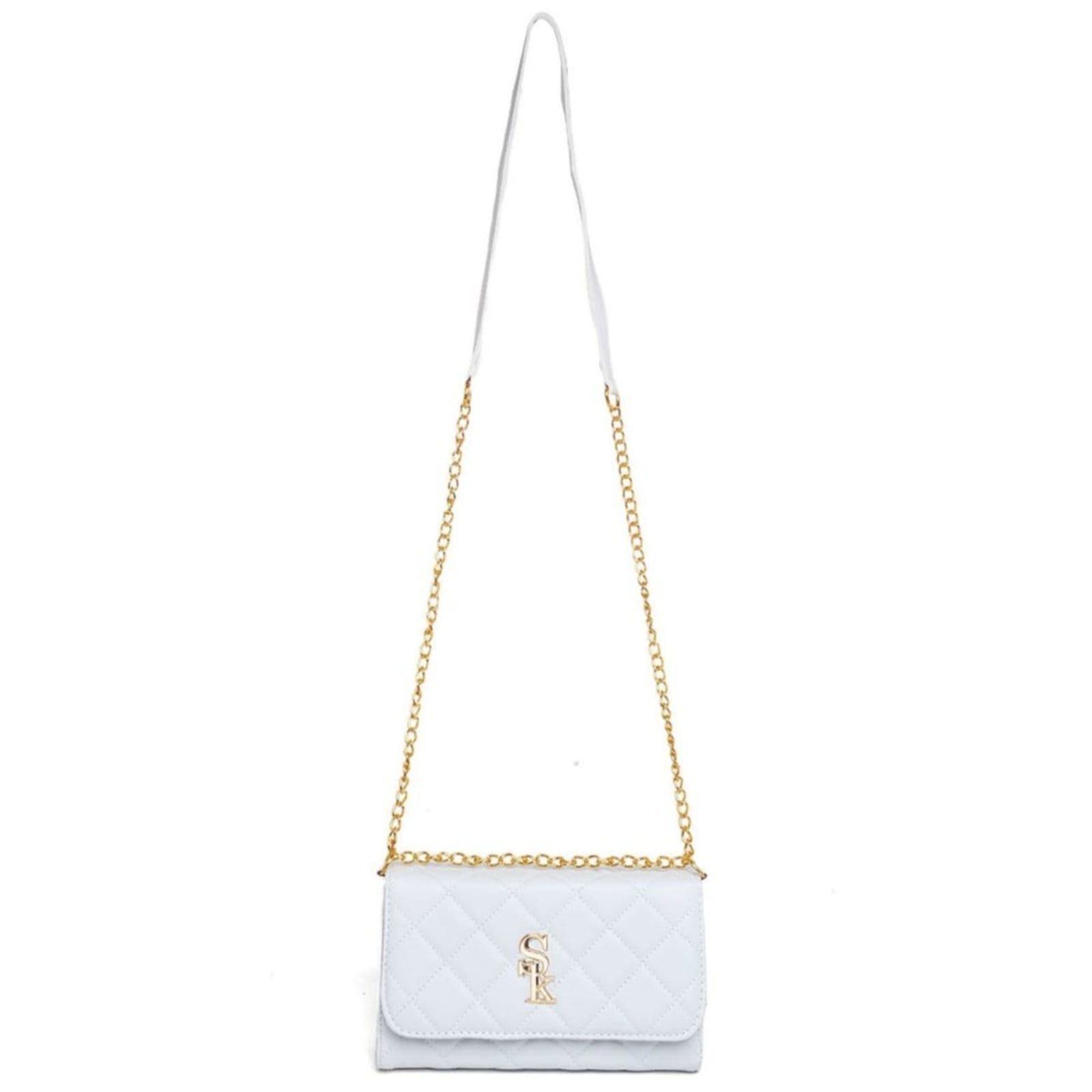 Vista 2 Bolsa Feminina Transversal Anna Andrade Clutch Festa Corrente Bolsa Pequena Tendência Branca Anna Andrade branco