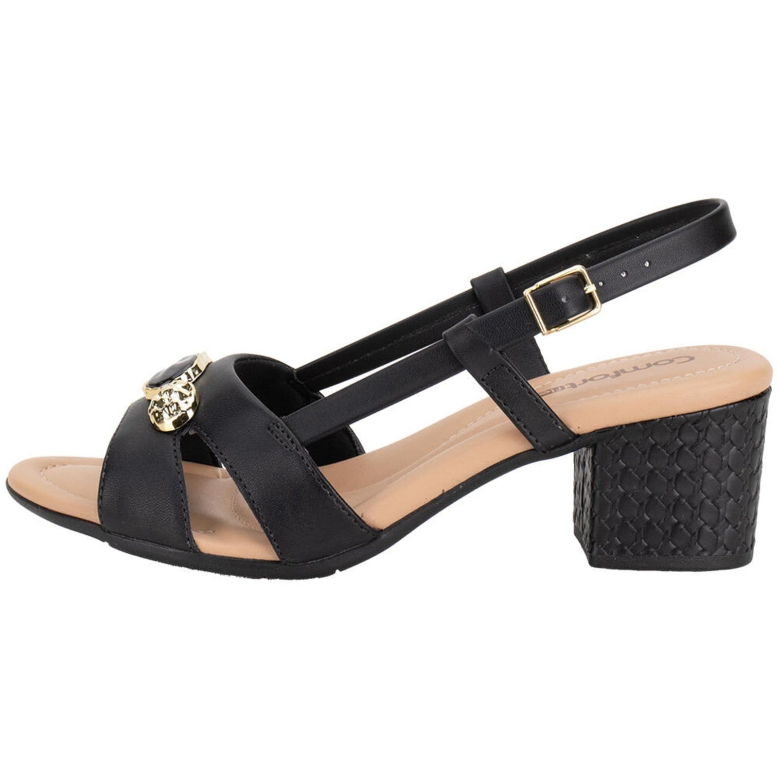 Vista 2 Sandália Feminina Salto Grosso Comfortflex 2557408 1457408 Comfortflex preto