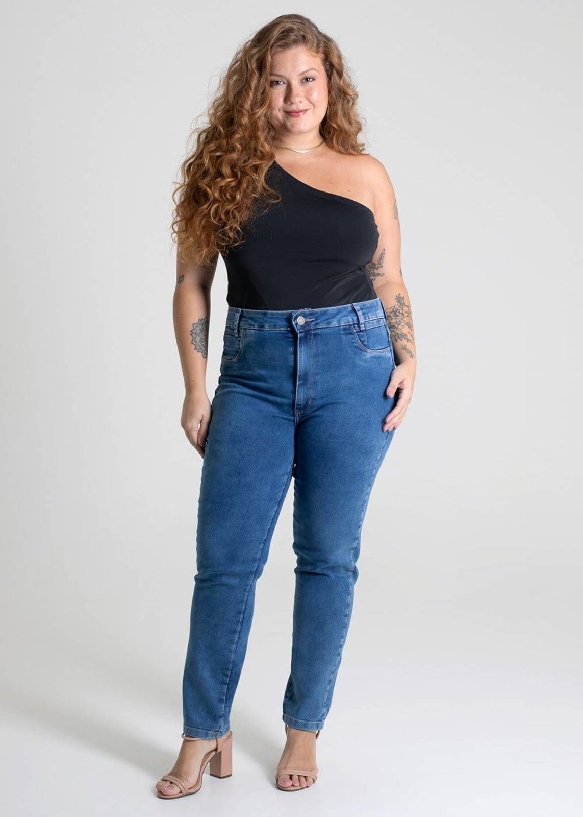 Vista 2 Calça Jeans Sawary Cigarrete Plus Size - 279392 Sawary azul