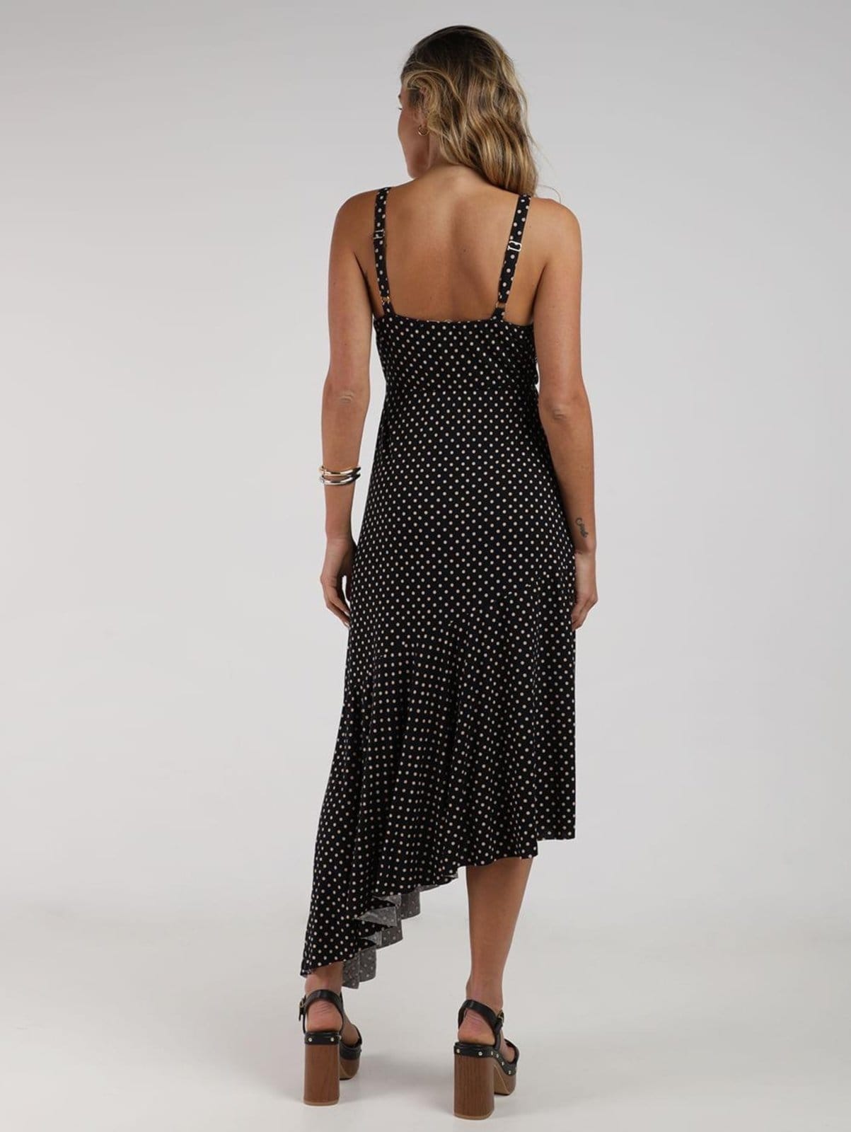 Vista 2 Vestido Midi Assimétrico Poá Autentique Feminino Autentique preto