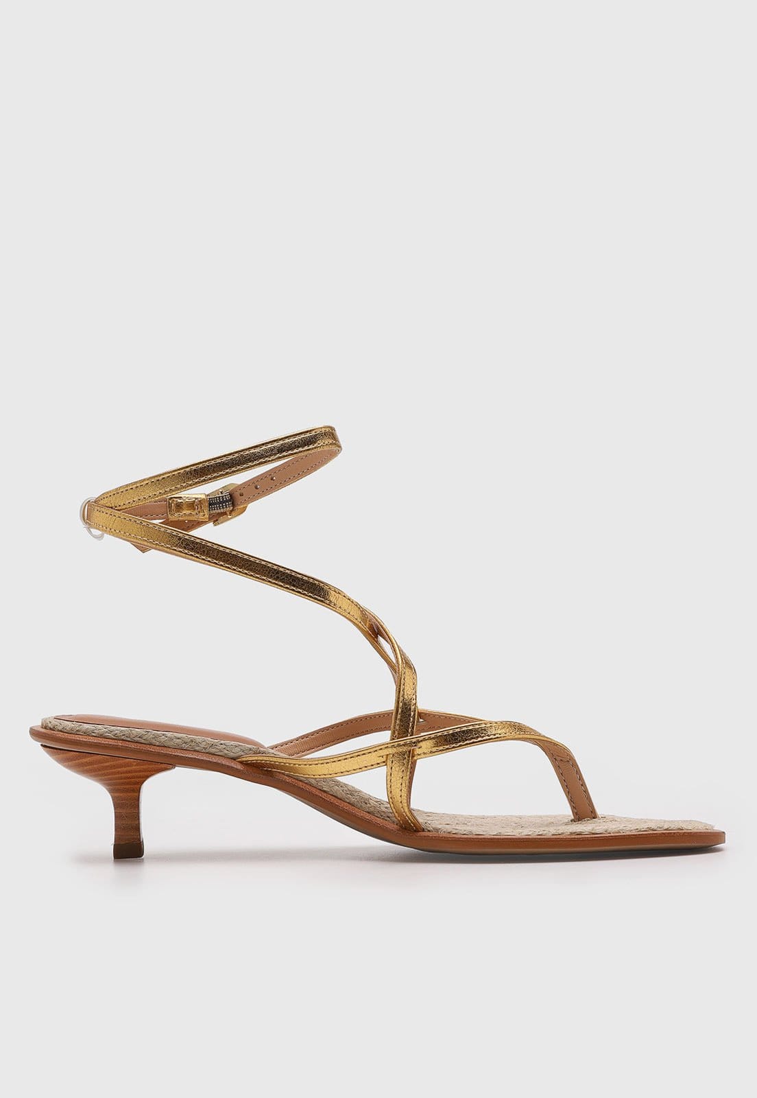 Vista 2 Sandália Feminina Luiza Barcelos Salto Baixo Dourada Luiza Barcelos dourado