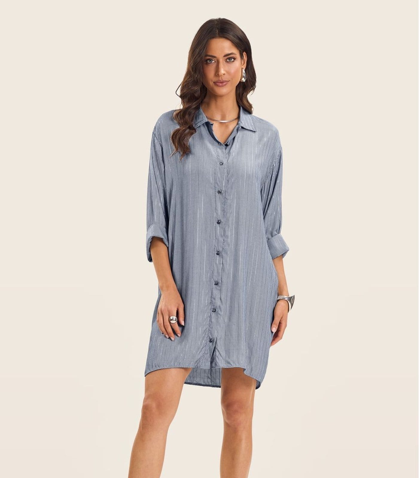 Vista principal Vestido Chemise Feminino Com Botões Endless Endless azul