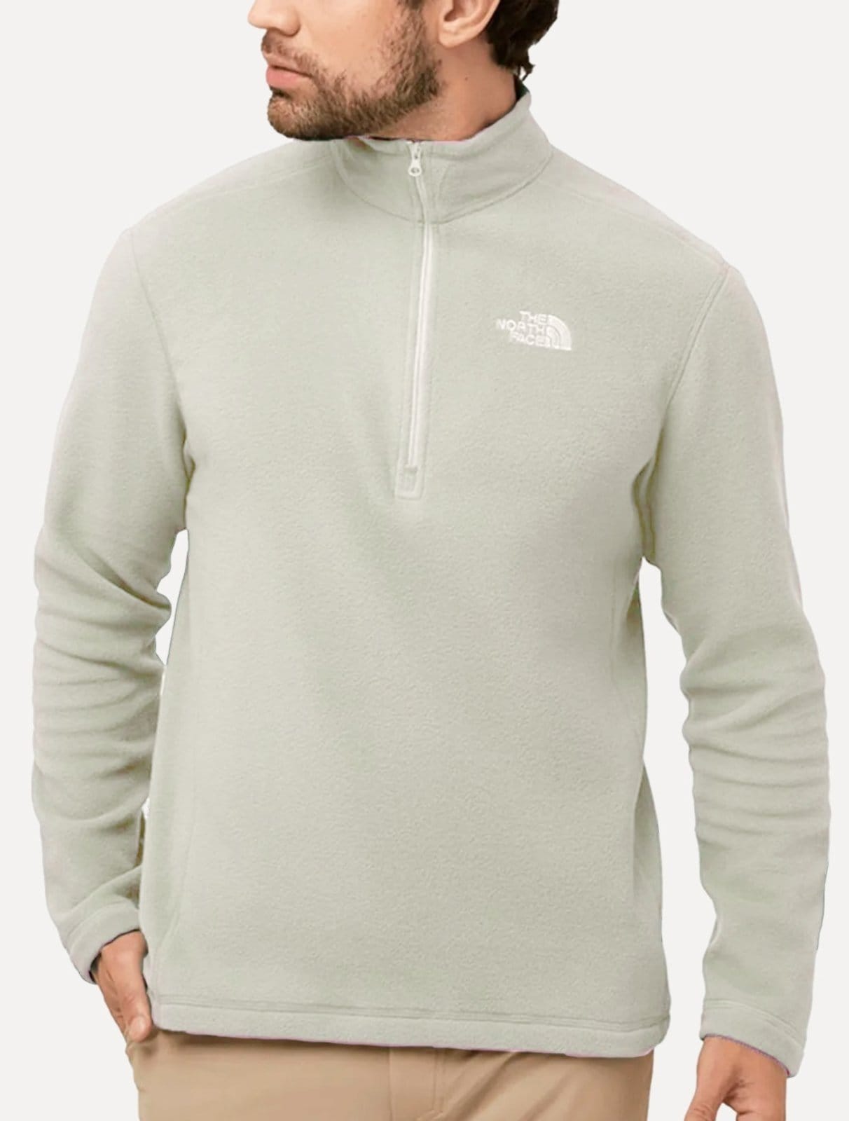 Blusa The North Face Fleece TKA 100 Glacier 1/4 Zip Mono Logo Claro