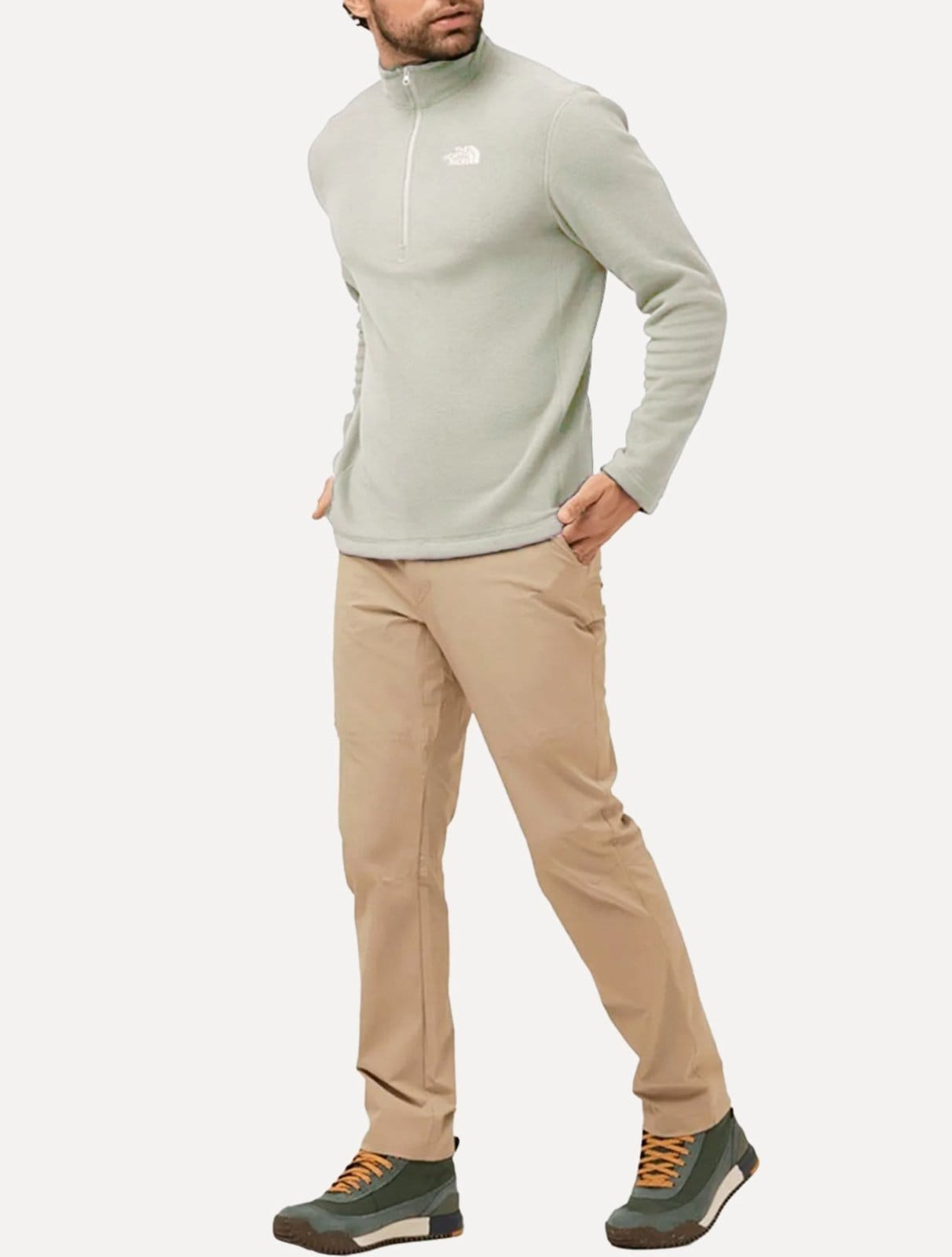 Vista 2 Blusa The North Face Fleece TKA 100 Glacier 1/4 Zip Mono Logo Claro The North Face cinza