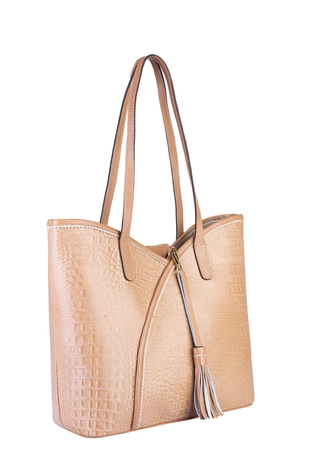 Vista 2 Bolsa Andrea Vinci Grande De Couro Croco Rachel Andrea Vinci bege