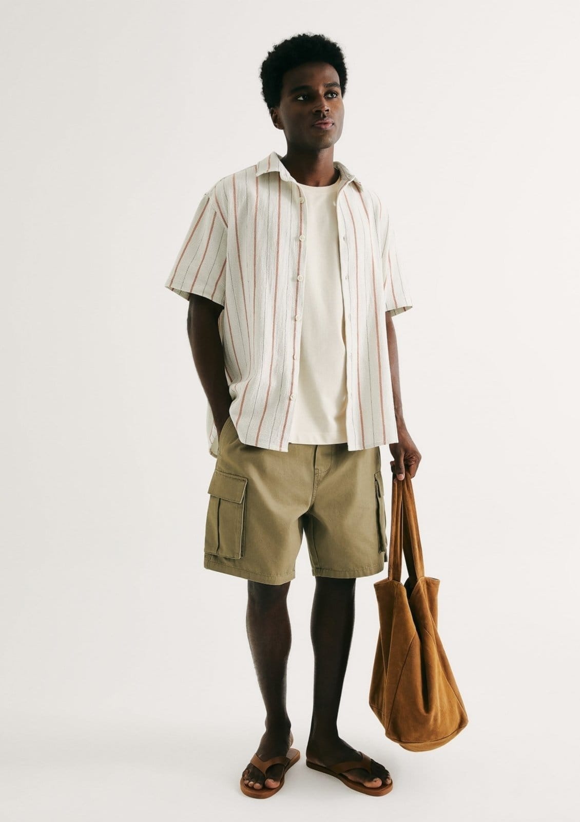 Vista 2 Camisa Masculina Fio Tinto Texturizada Hering off-white