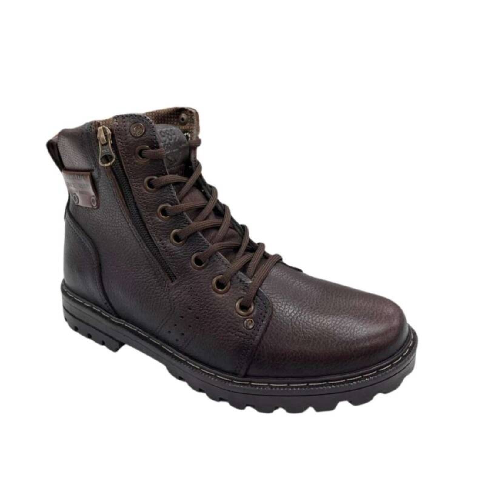 Vista 2 Bota Pegada Cano Baixo Couro - Masculina PEGADA café