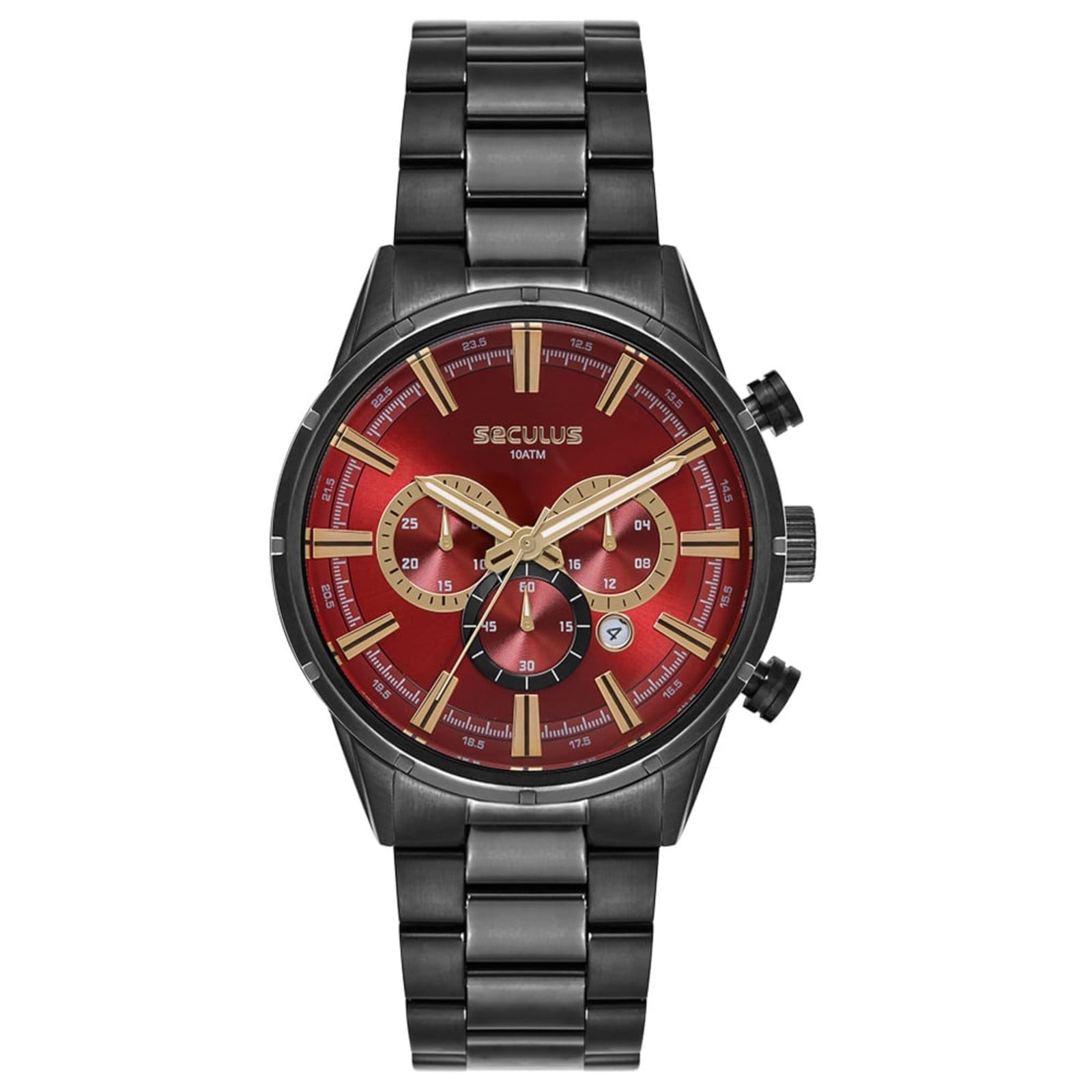 Vista principal Relógio Masculino Seculus Cronógrafo Mostrador Vermelho Seculus preto