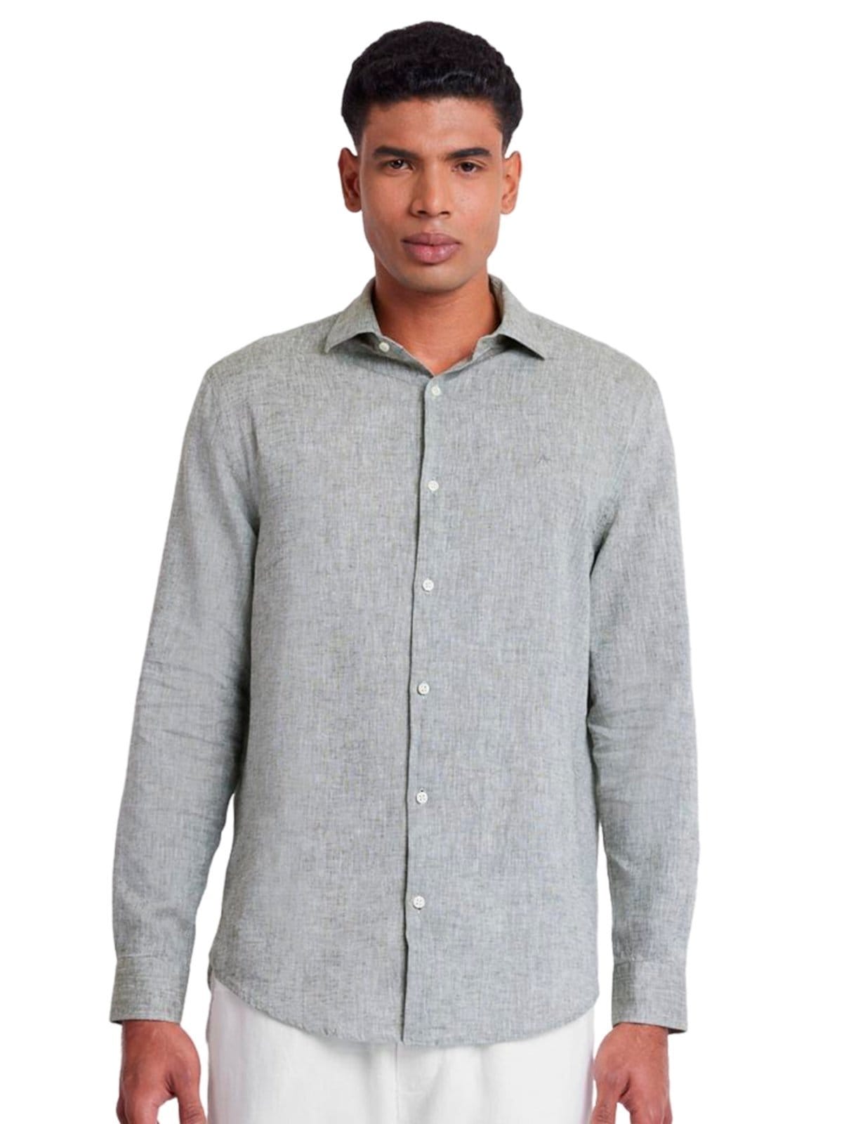 Camisa Aramis Masculina Slim Linho Algodão Mescla