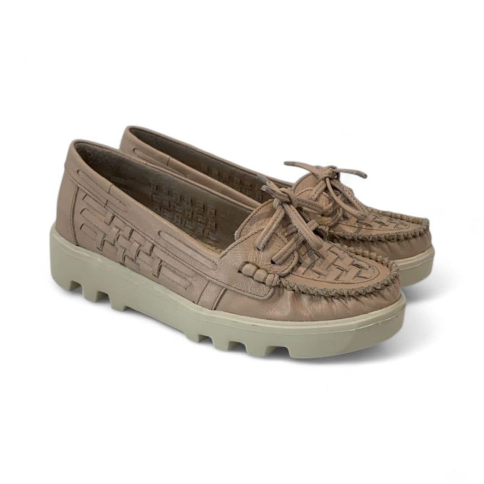 Vista 2 Mocassim Feminino Rio de Luz em couro 922 Pó Rio De Luz rosa