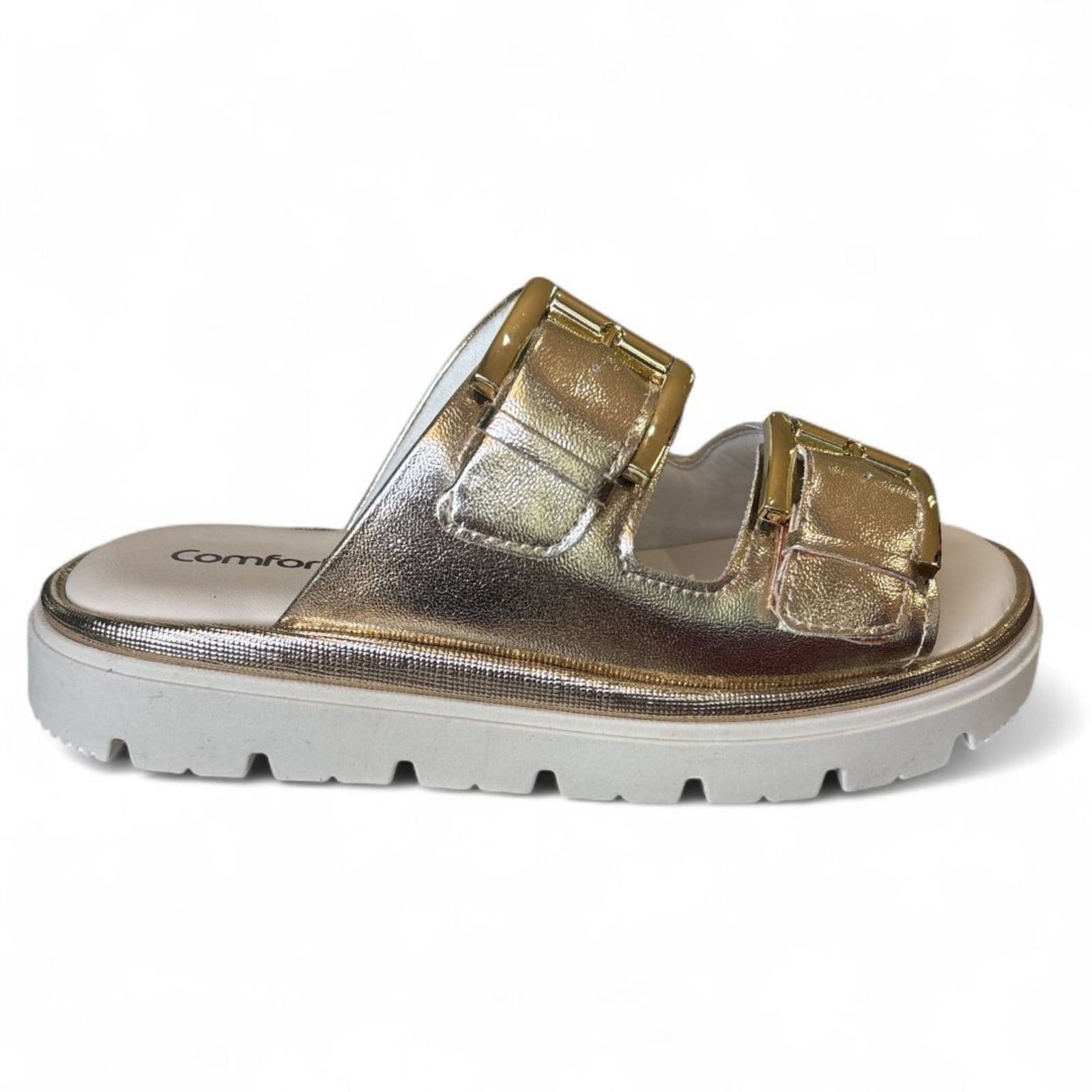 Vista 2 Sandália Feminina Flat Ouro Comfortflex 244 Comfortflex dourado