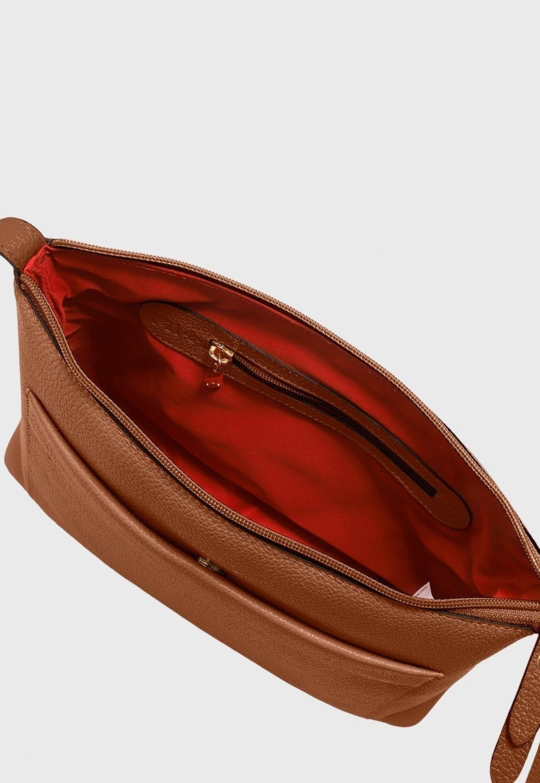 Vista 2 Bolsa Transversal Couro Mariart Orquídea Camel Mariart caramelo