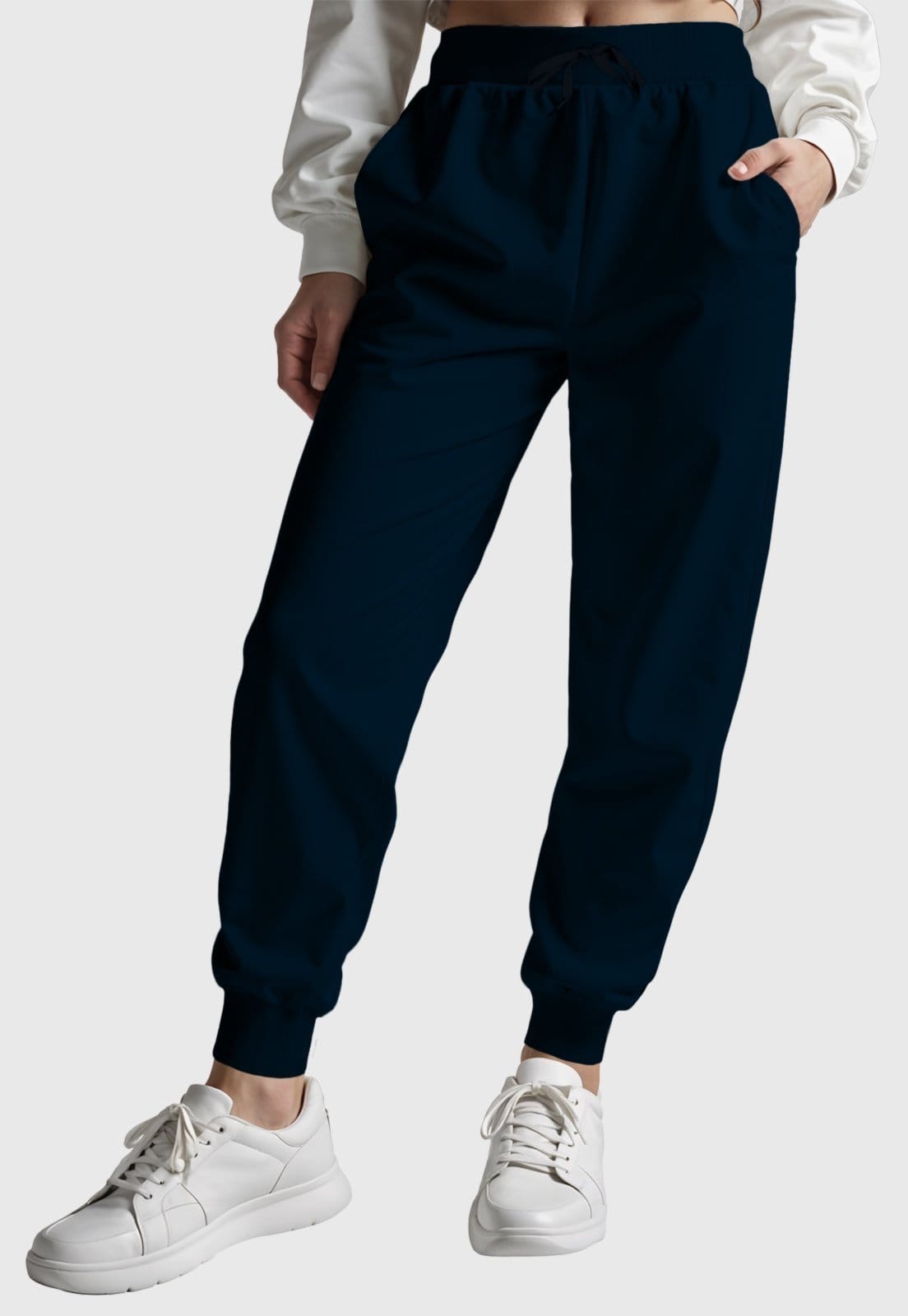 Vista 2 Kit 3 Calças Moletom Femininas Básicas Lisas Benellys Preto Marinho Benellys cinza