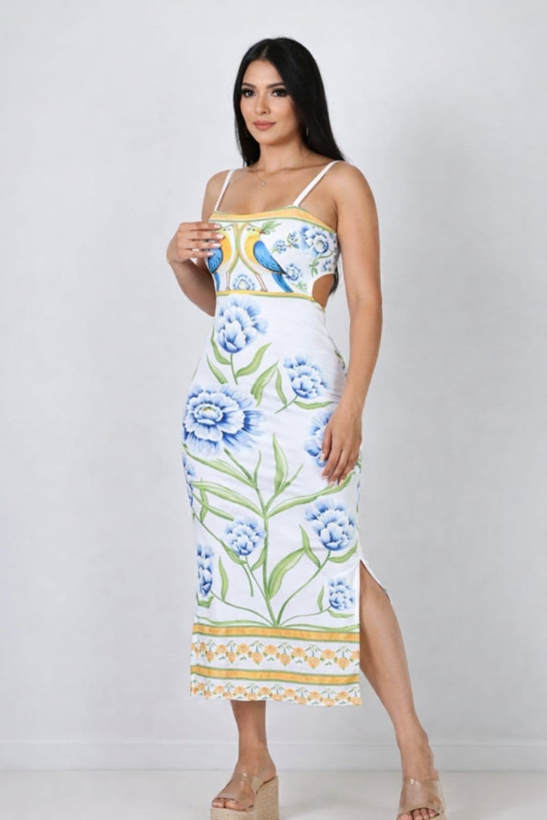 Vestido Midi D Bell Outlet Fashion Alcinha Estampado