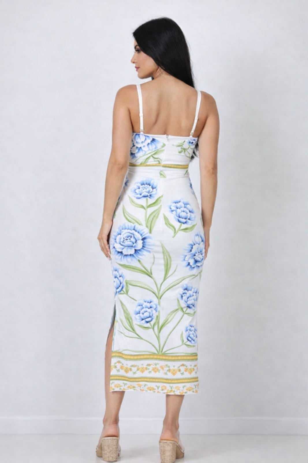 Vista 2 Vestido Midi D Bell Outlet Fashion Alcinha Estampado D BELL OUTLET FASHION branco