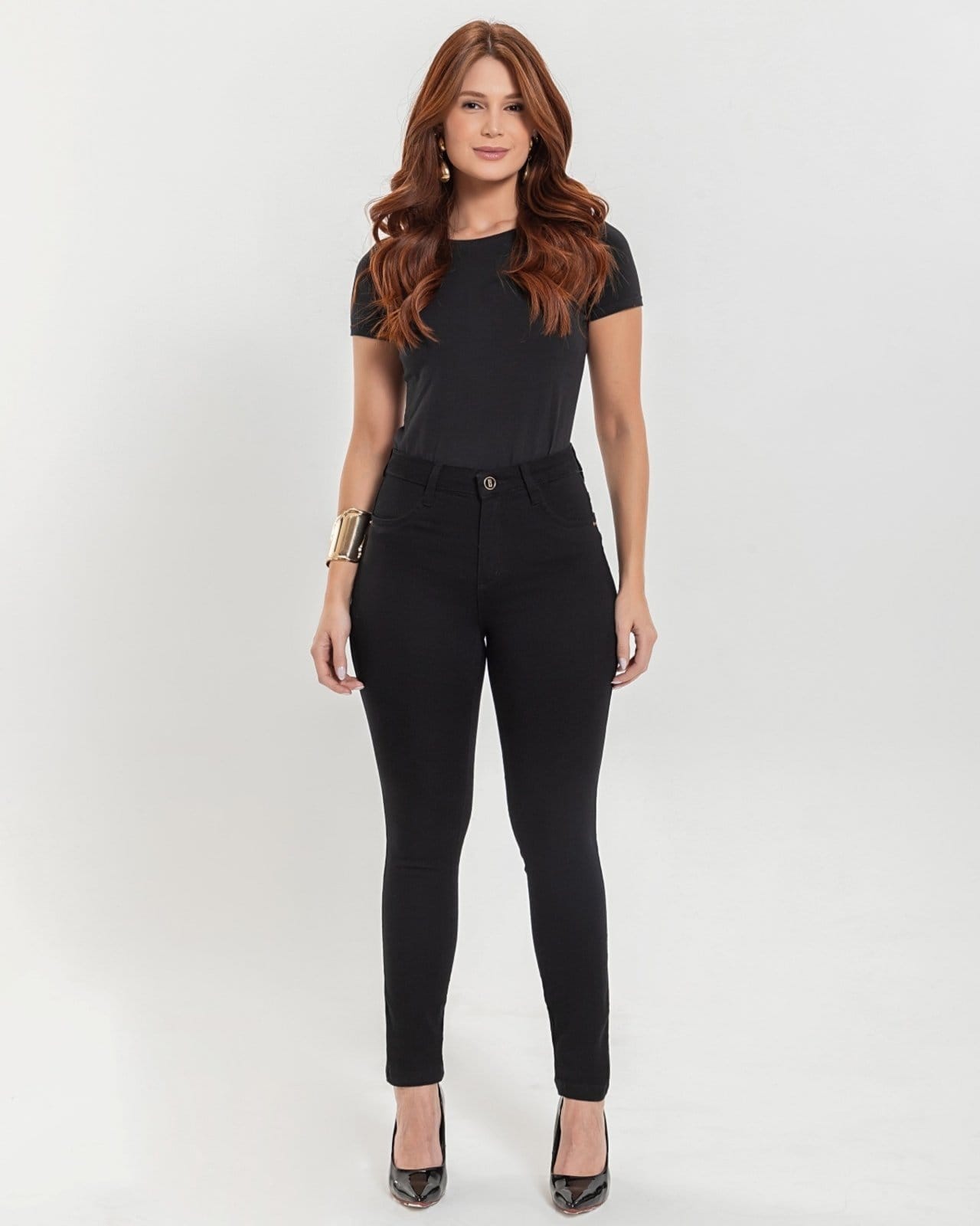 Vista principal Calça Skinny Feminina - Black Jeans - Preta Black Jeans preto black