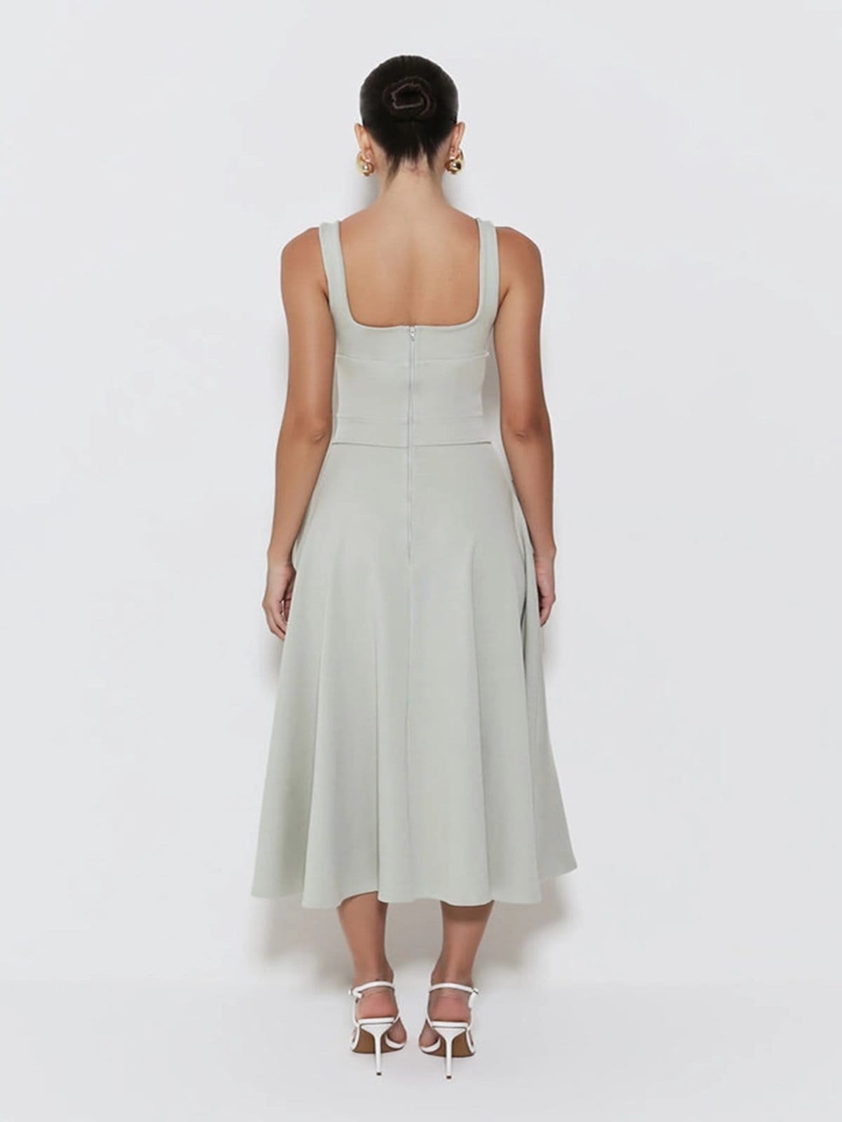 Vista 2 Vestido Midi Zen Com Barra Ampla E Abertura Meio Busto ZEN verde