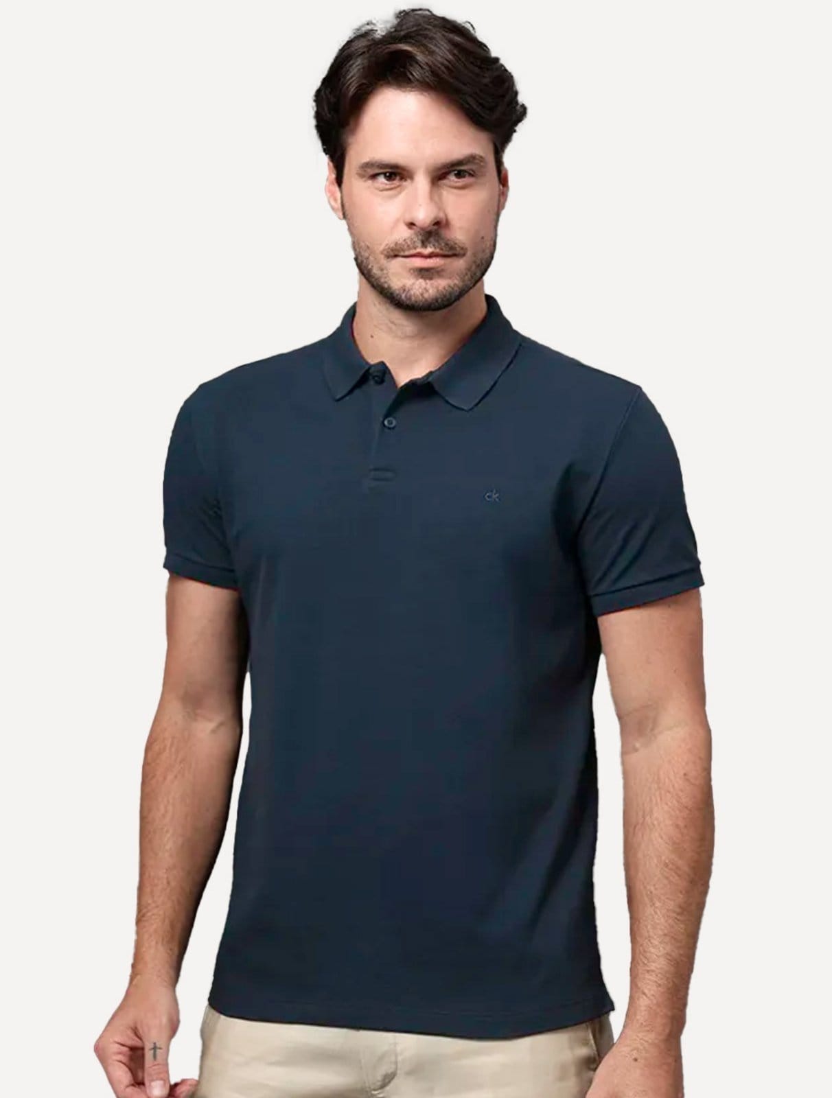 Polo Calvin Klein Masculina Piquet Regular Básica Mono Sem Friso Medio
