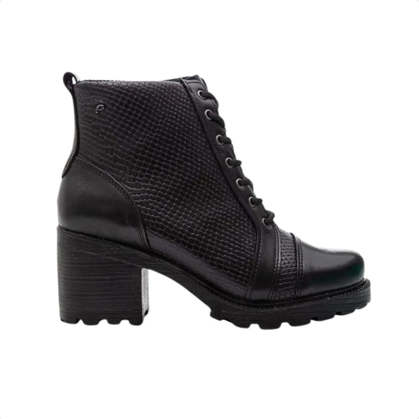 Vista principal Bota Feminino Coturno Em Couro Pegada PEGADA preto