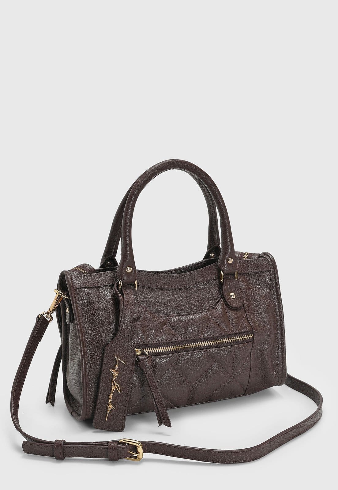 Vista 2 Bolsa Grande Feminina Luiza Barcelos Matelassê Luiza Barcelos marrom