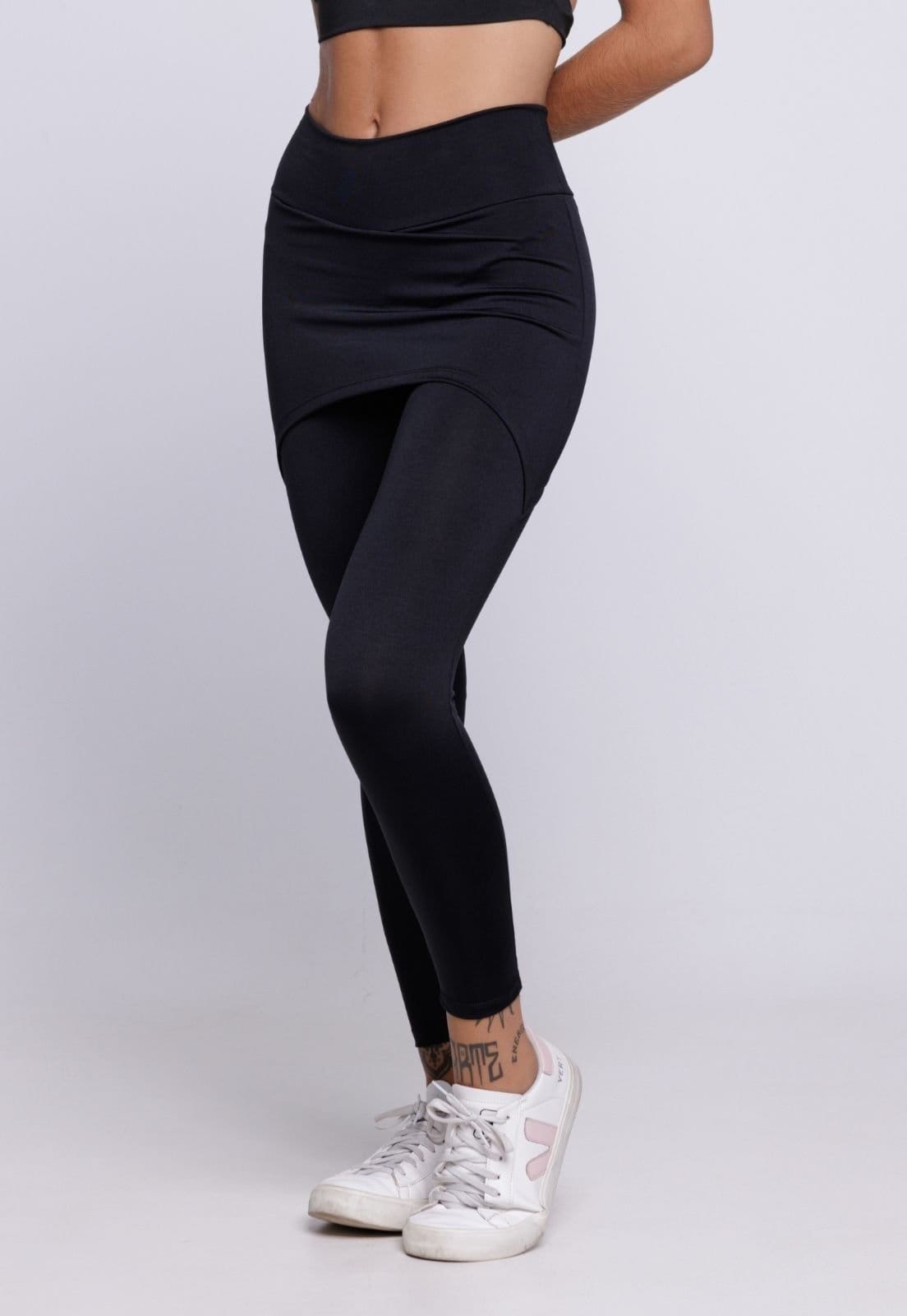 Vista 2 Calça Legging Saia Serra e Mar Modas Lisa SERRA E MAR MODAS preto