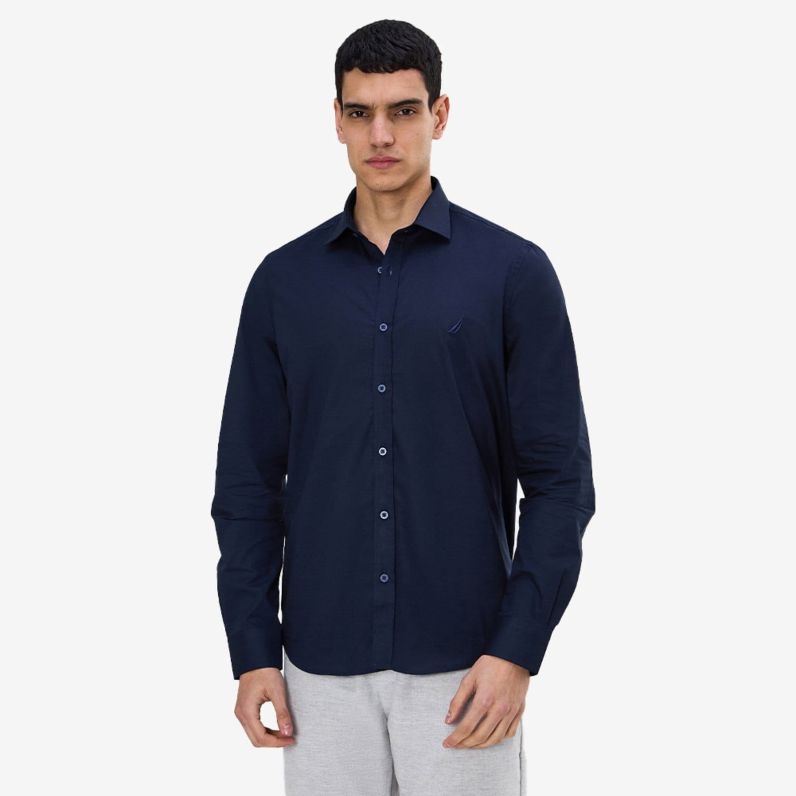 Camisa Nautica Manga Longa Básica Marinho