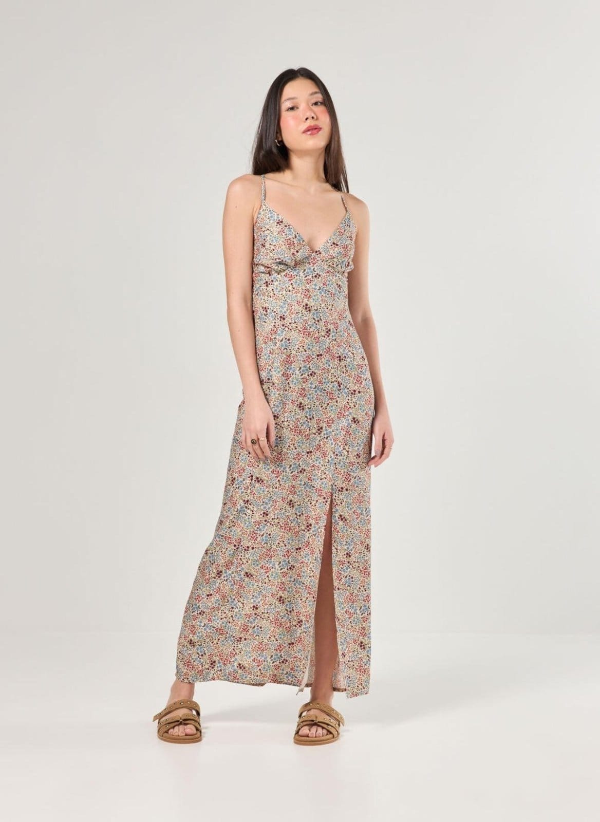 Vestido Midi Estampa Florida