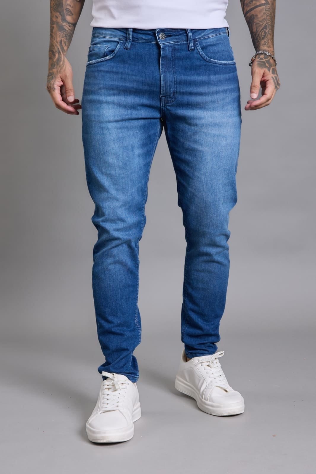 Vista principal Calça Jeans Masculina Skinny Marmorizado Dialogo Jeans DIALOGO azul