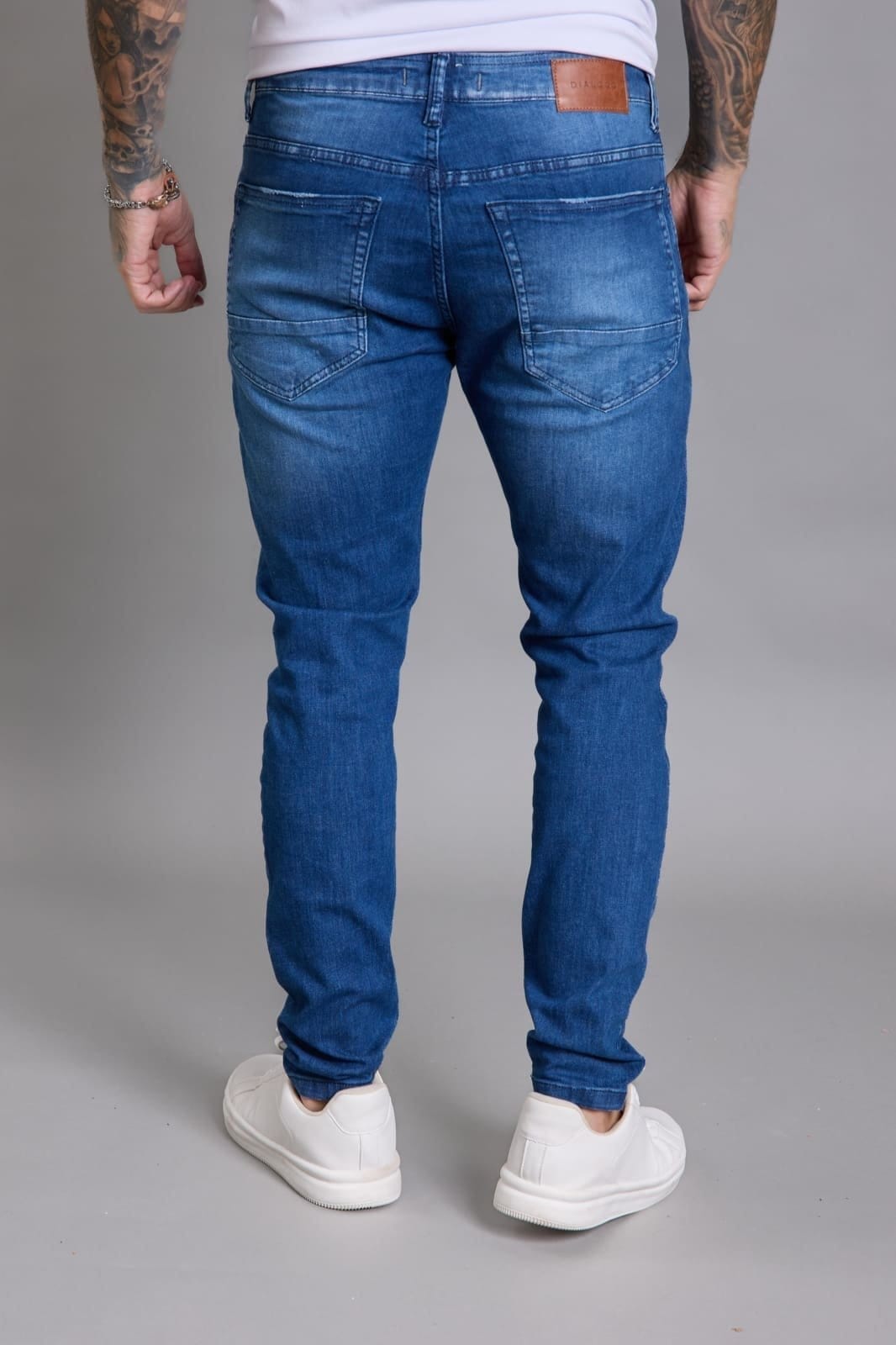 Vista 2 Calça Jeans Masculina Skinny Marmorizado Dialogo Jeans DIALOGO azul
