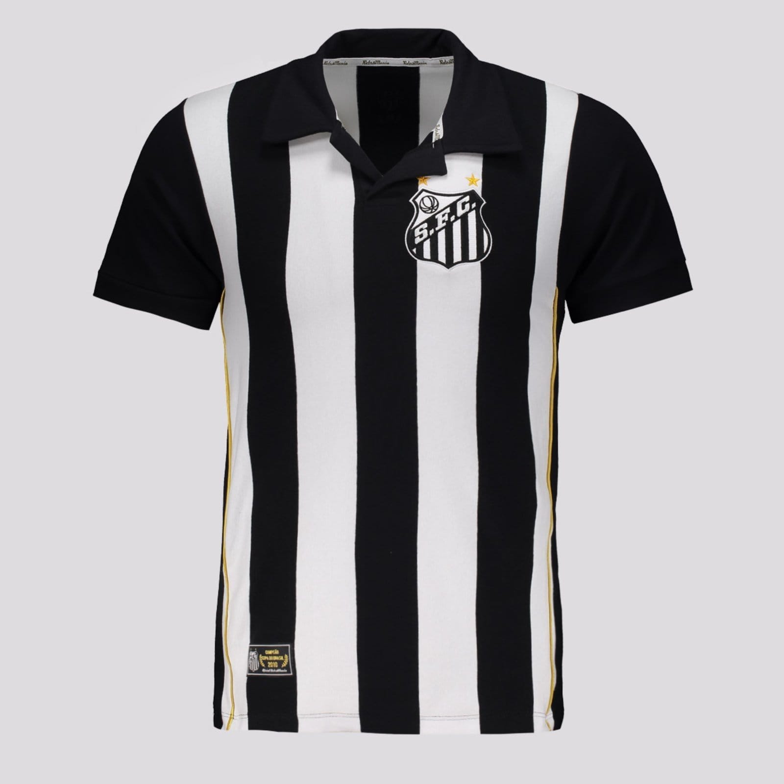 Vista principal Camisa Santos Retrô 2010 Listrada Retrômania preto