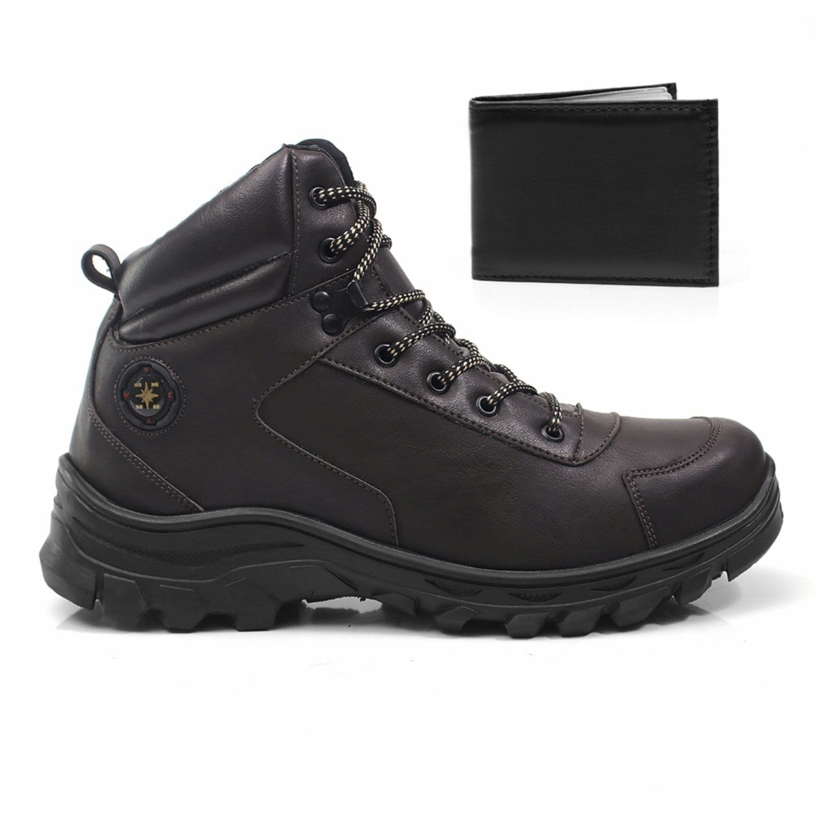 Vista principal Kit Bota Com Carteira Adventure Épico Masculina Conforto Dia a Dia Trilha Design ÉPICO CALÇADOS café/marrom