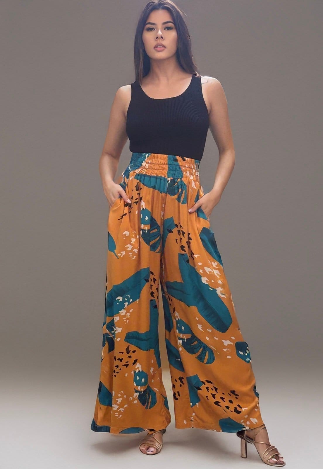 Calça Pantalona Elastic Amazonia Vital Estampa Aurora Botânica