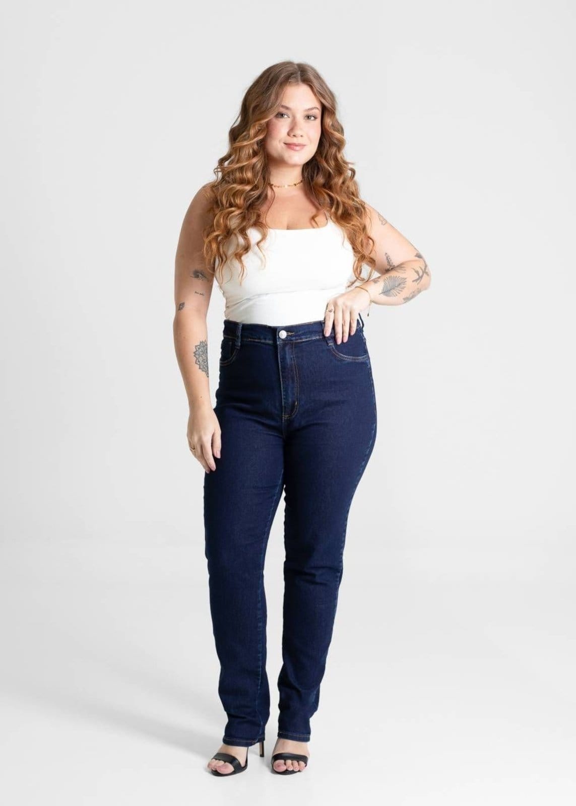 Vista 2 Calça Jeans Sawary Cigarrete Plus Size - 280845 Sawary azul
