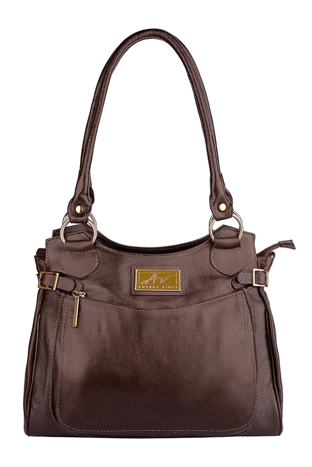 Bolsa grande de couro liso Lúcia