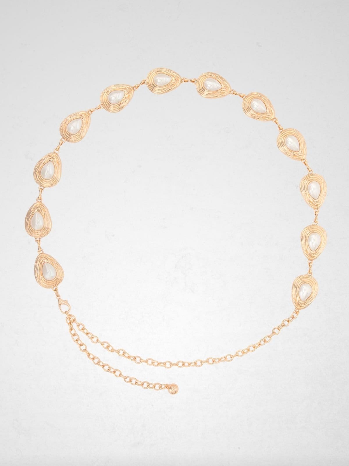 Cinto Via Lessa Macela Elos de Metal com Pérolas