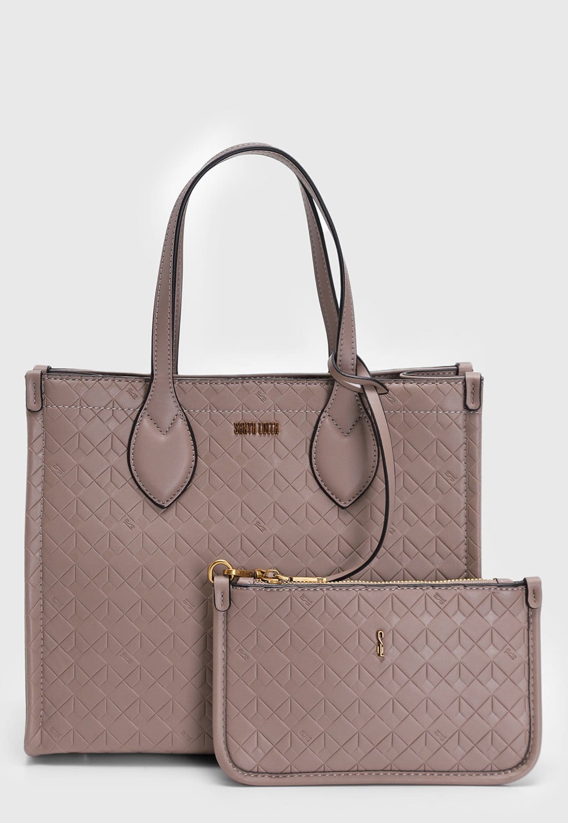 Vista principal Bolsa Tiracolo Santa Lolla Monograma Alça Dupla Santa Lolla rosa