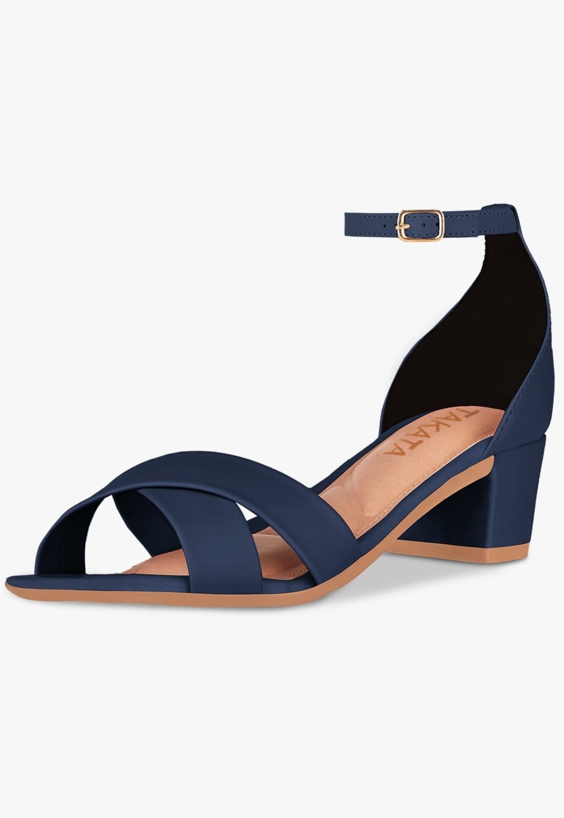 Vista principal Sandalia Feminina Colorida Festa Salto Baixo Grosso Moda Marinho TAKATA BY RAFAEL TAKATA azul marinho