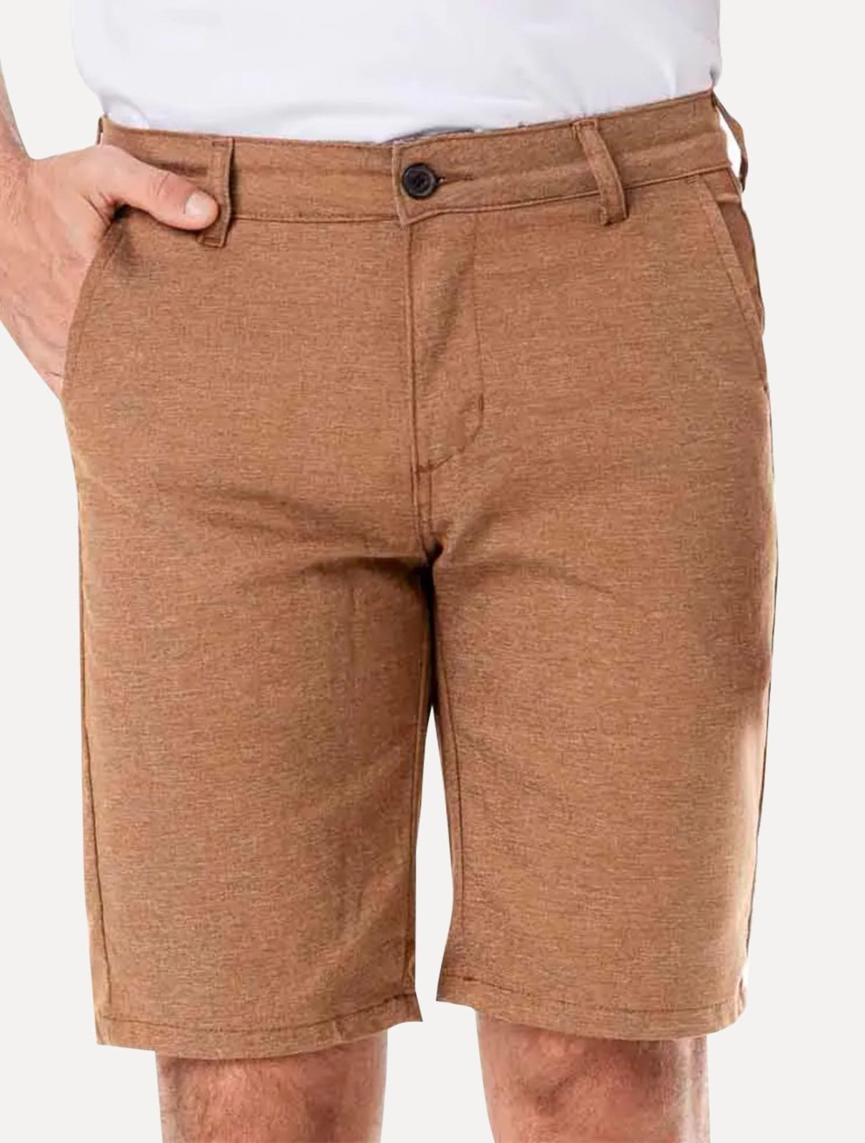 Vista principal Bermuda King & Joe Sarja Masculina Slim Texture Mescla King & Joe marrom