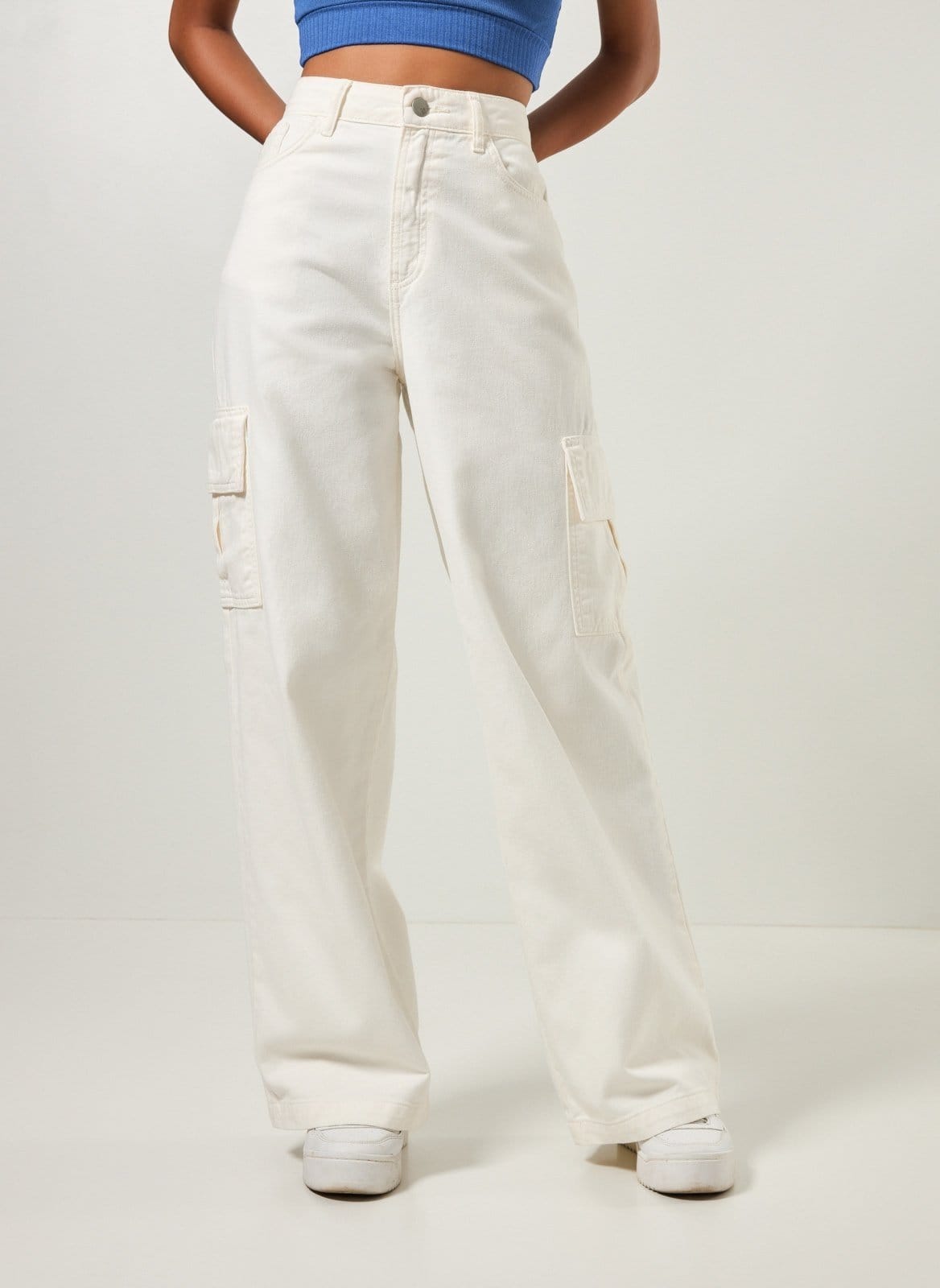 Vista 2 Calça Wide Leg Cargo Off-White Youcom off-white white