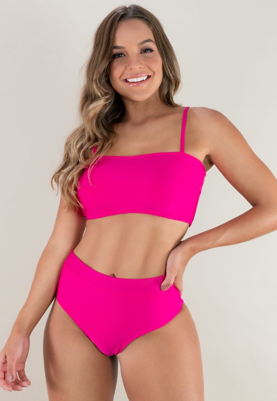 Biquíni MVB Modas Hot Pants Cintura Alta Top Faixa com Alça