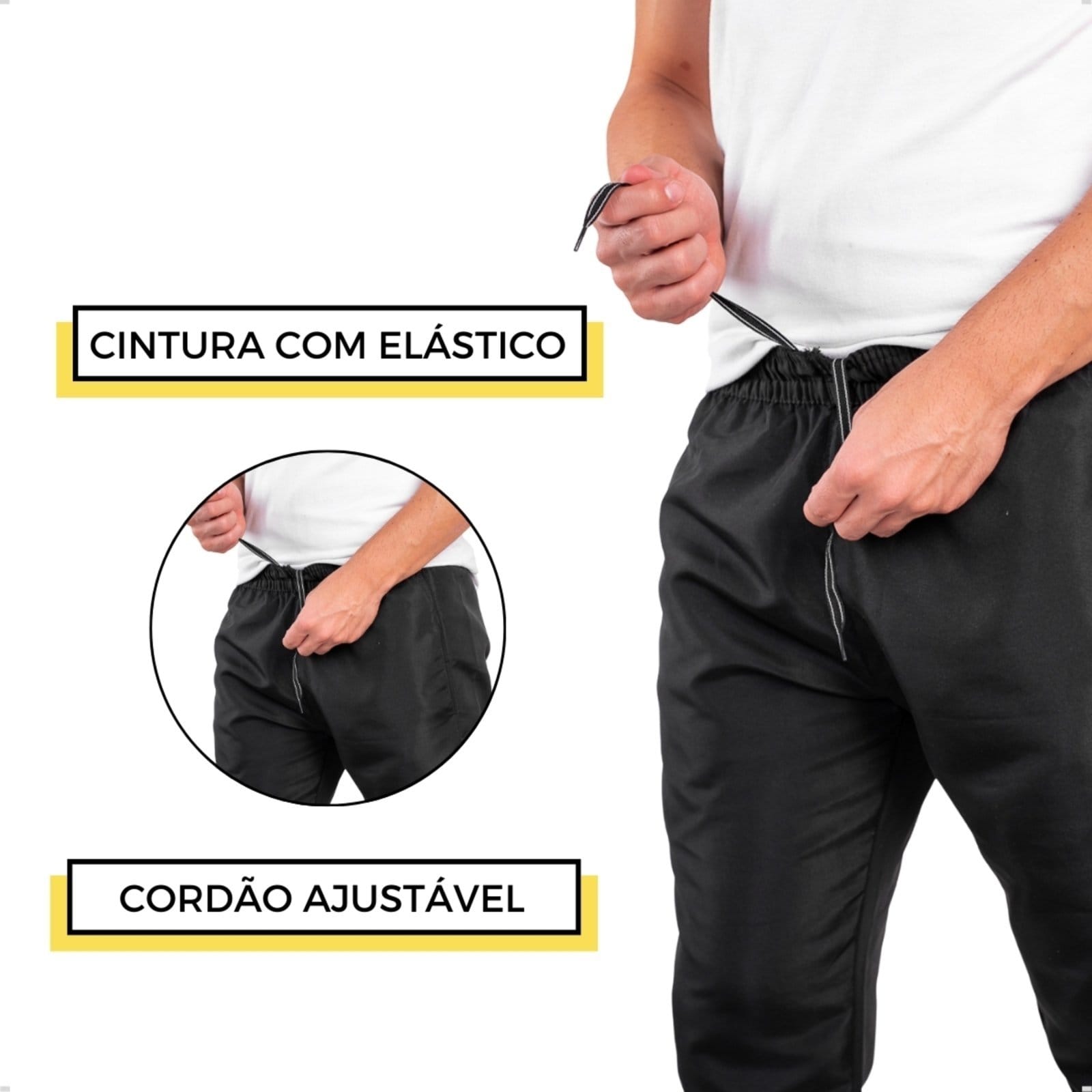 Vista 2 Calça Popular Masculina Frent`s Tactel Esporte Reta Frent's preto