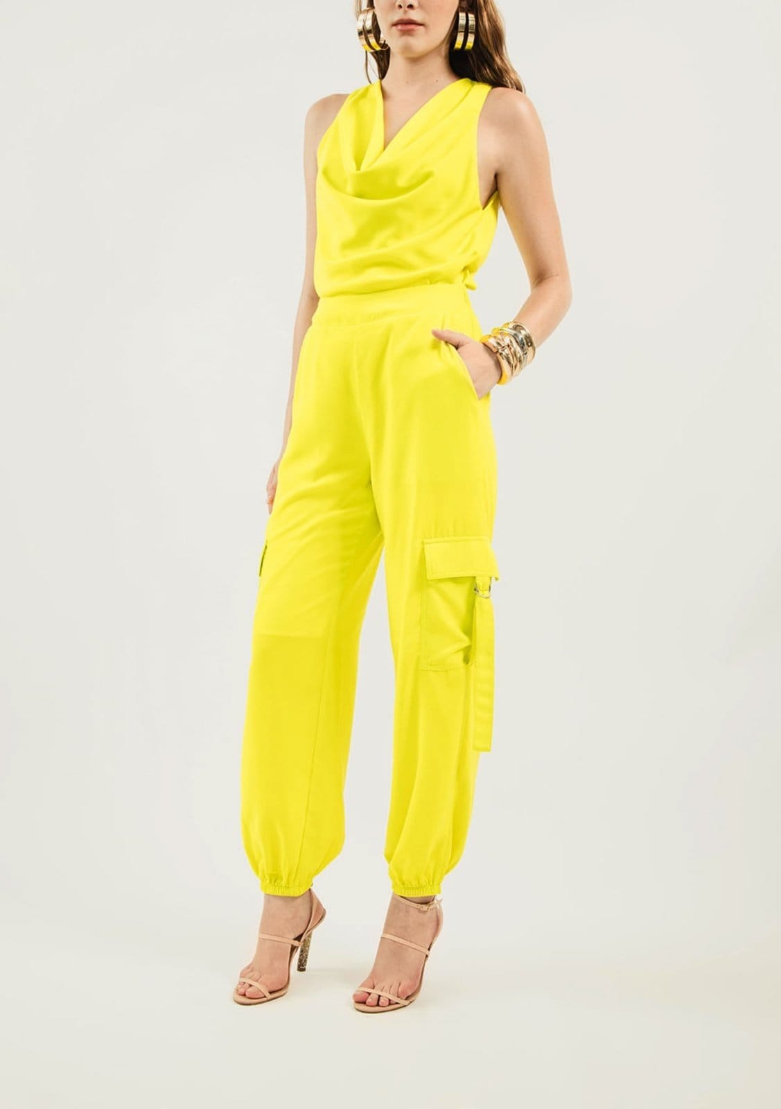 Vista 2 Calça Zinco Parachute Cós Alto Com Elástico Zinco verde