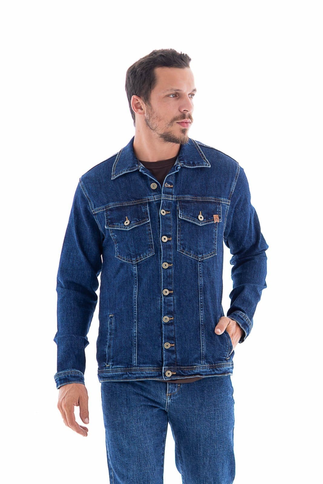 Vista 2 Jaqueta Jeans Masculina Arauto Slim Kaihara Escuro ARAUTO JEANS azul