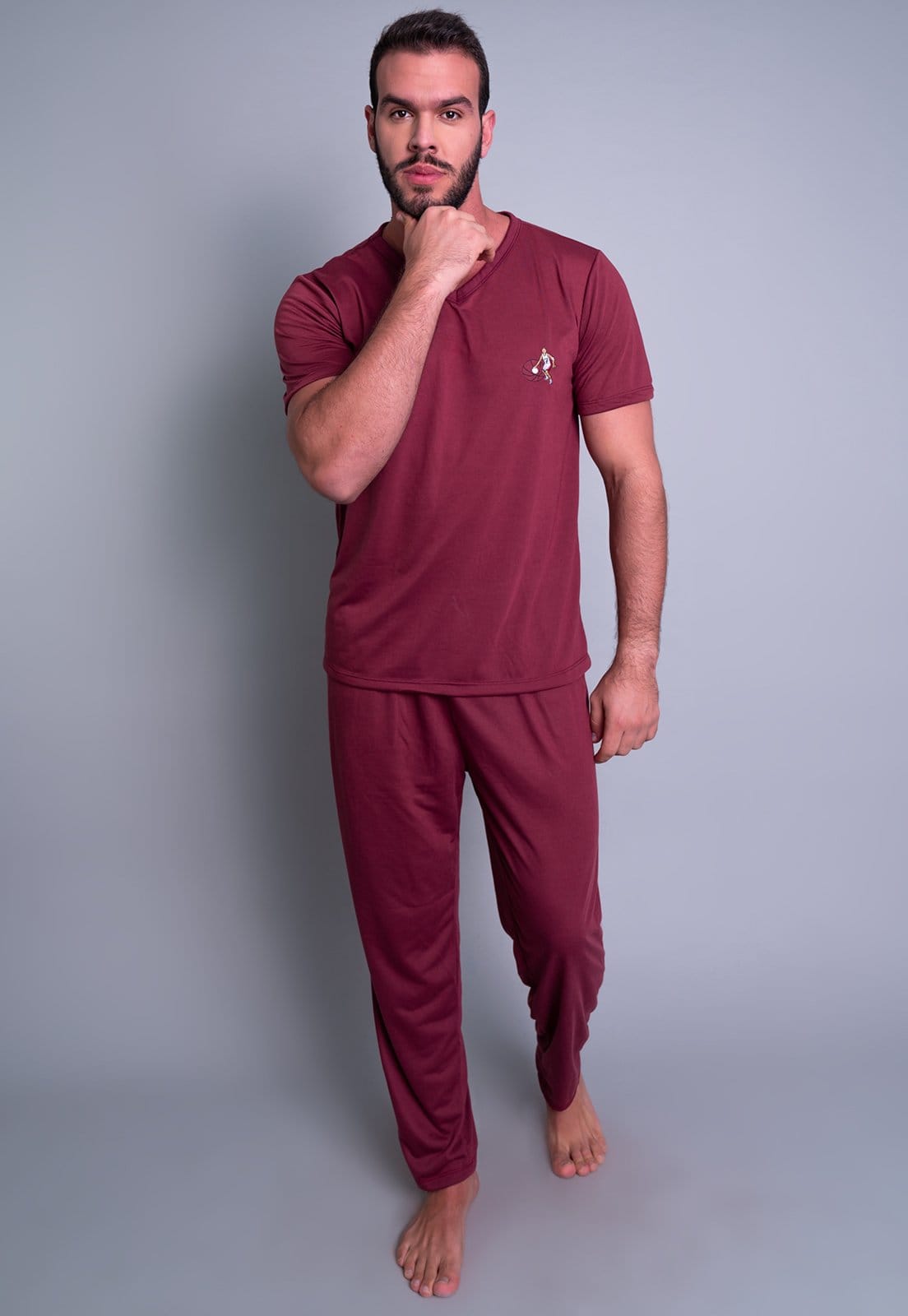 Pijama MVB Modas Longo Adulto Manga Curta E Calça