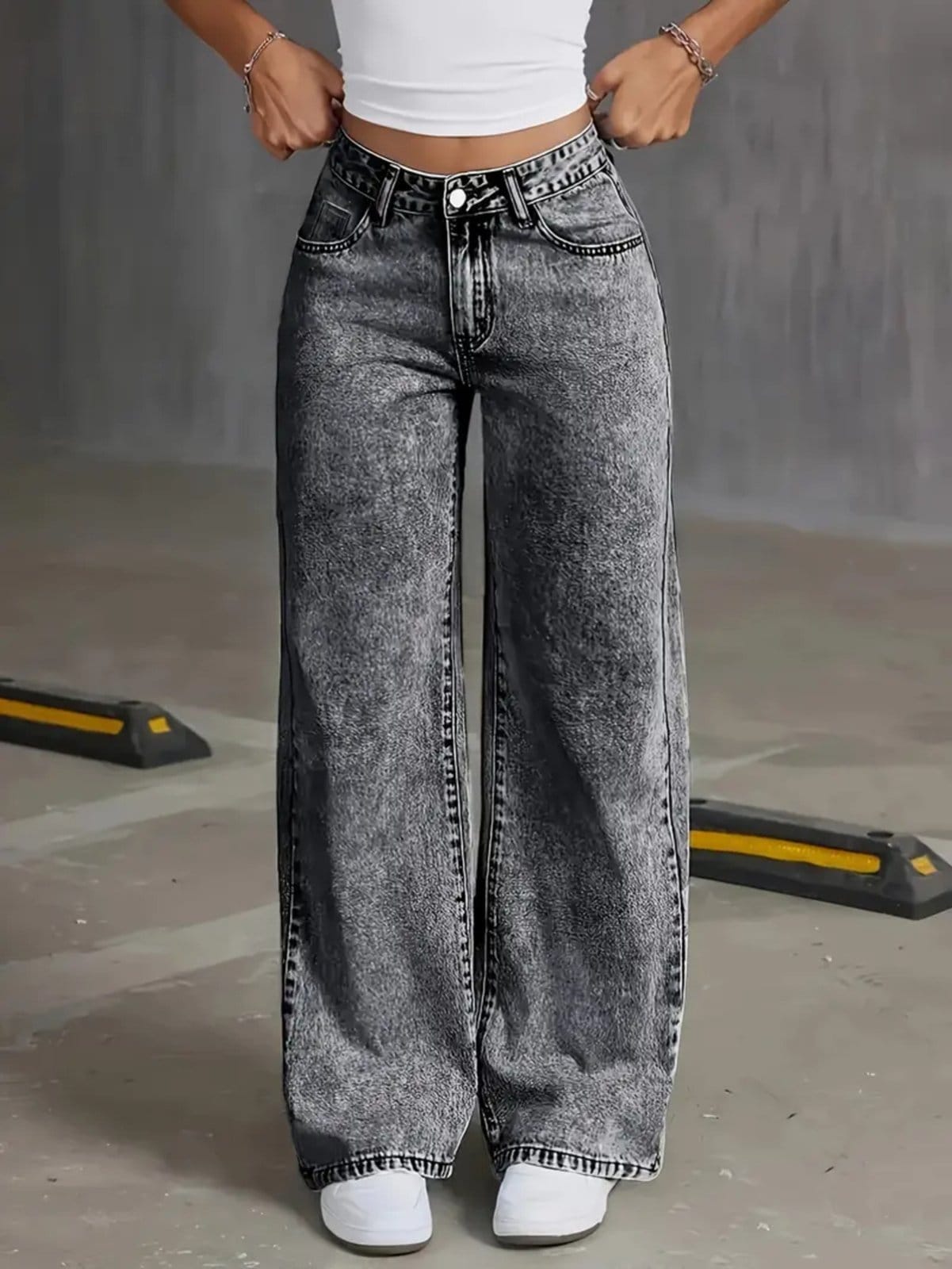 Calça Jeans Wide Leg Feminina Safira Moda Pantalona