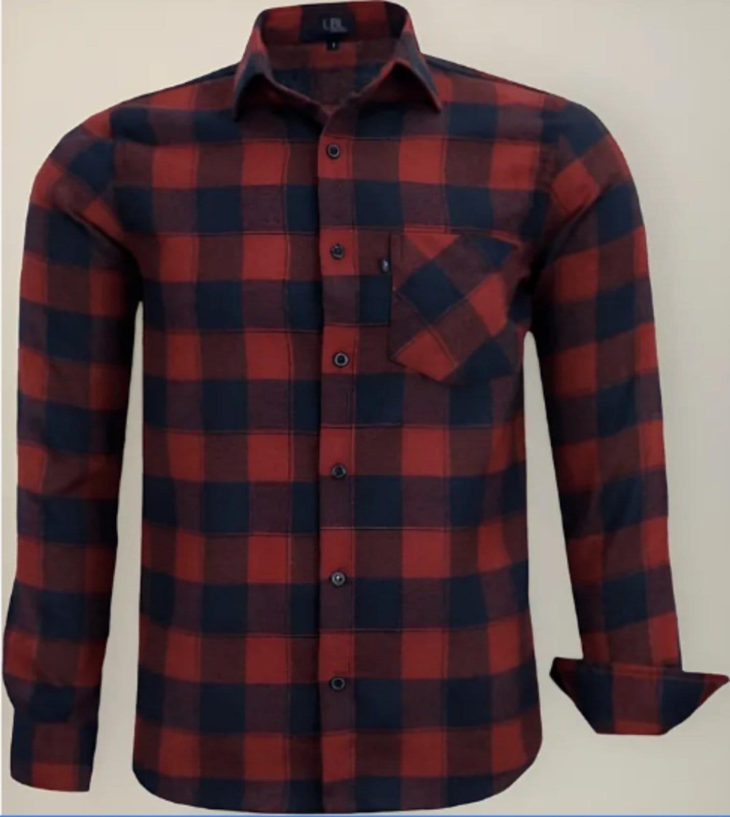 Vista principal Camisa Flanela LBL Xadrez Comfort Iceland Com Bolso Manga longa Luxo Amil vermelho
