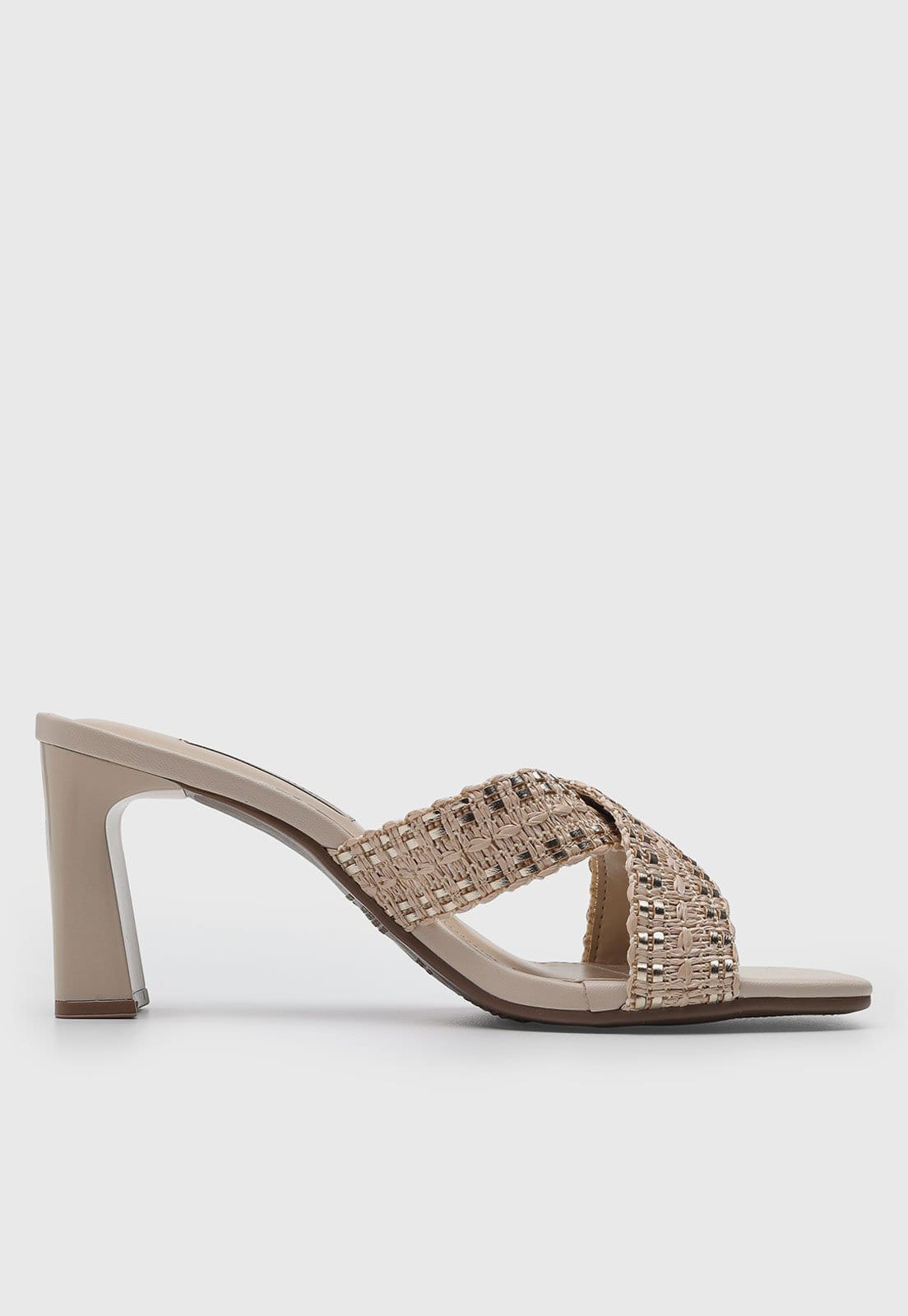 Vista 2 Sandália Feminina Via Marte Salto Bloco Tramada VIA MARTE nude