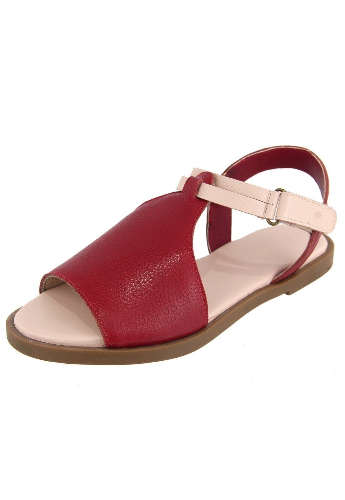 Vista principal Rasteira em Couro Palmilha Extra Conforto Maria Paula Bromelia MARIA PAULA vermelho