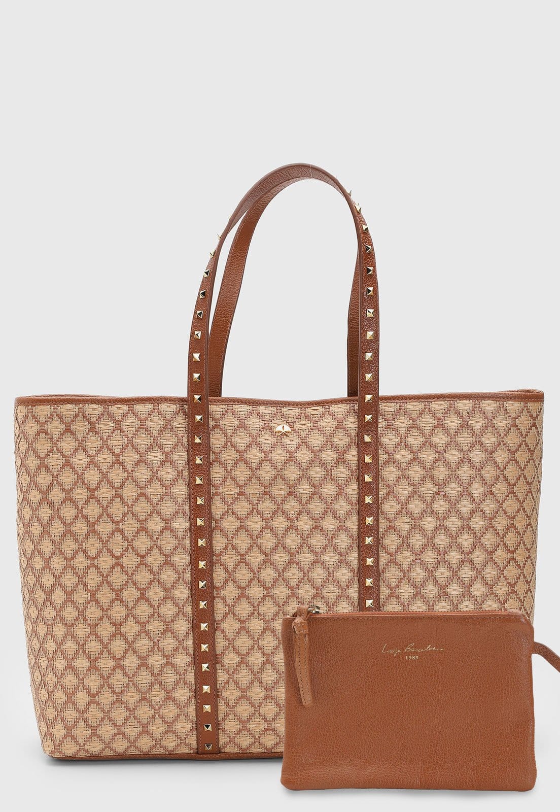 Bolsa Grande e Necessaire Luiza Barcelos Tramado Geométrico